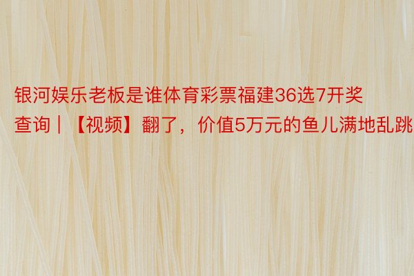 银河娱乐老板是谁体育彩票福建36选7开奖查询 | 【视频】翻了，价值5万元的鱼儿满地乱跳