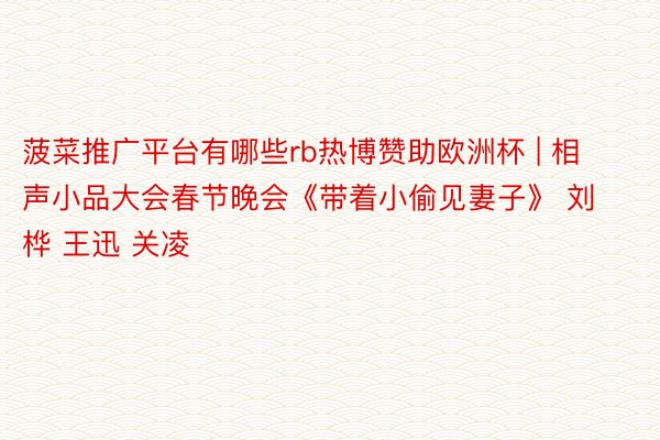 菠菜推广平台有哪些rb热博赞助欧洲杯 | 相声小品大会春节晚会《带着小偷见妻子》 刘桦 王迅 关凌