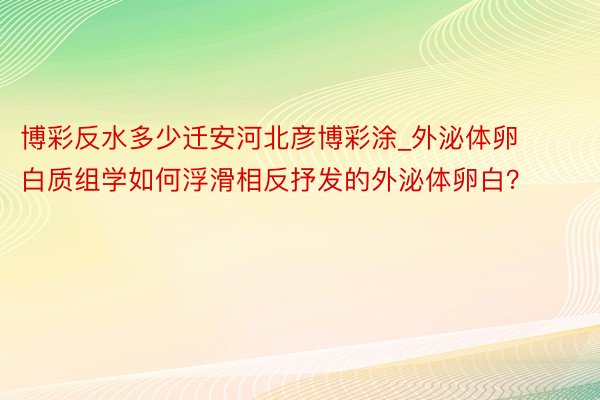 博彩反水多少迁安河北彦博彩涂_外泌体卵白质组学如何浮滑相反抒